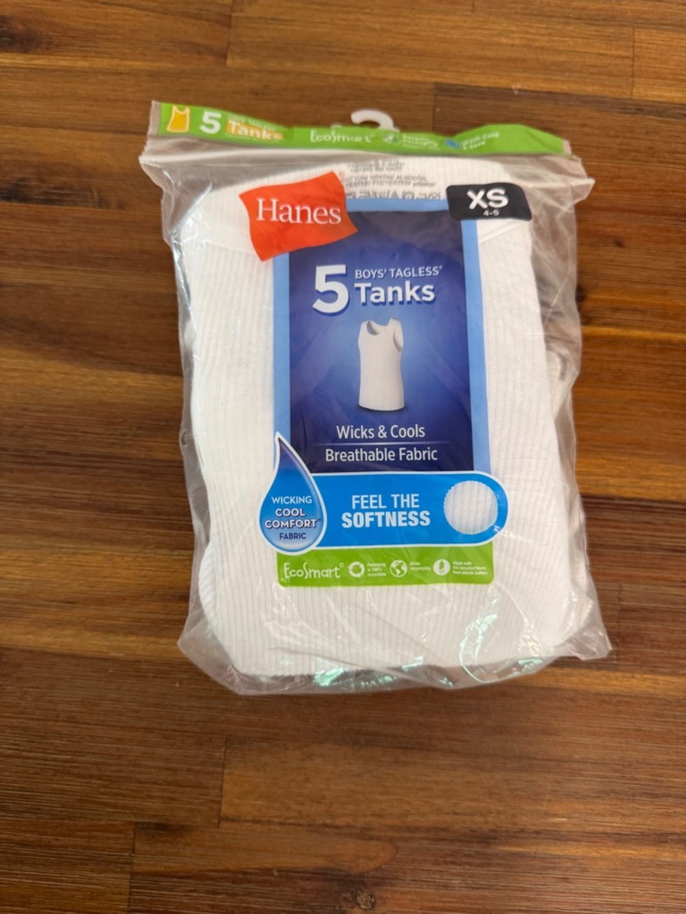 Hanes White Boys' 5-Pack Tank Tops XS
